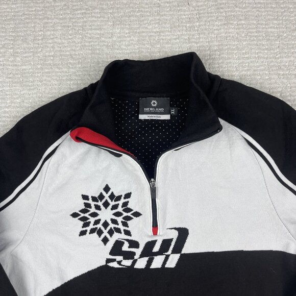 NEWLAND Sweater 1/4 Zip Ski Base Layer Made In ITALY Black Womens Sz XL Read* - Picture 2 of 16